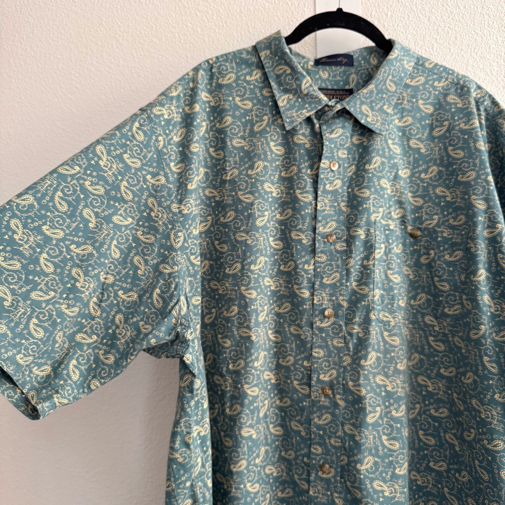 Pendleton Thomas Kay Blue Paisley Short Sleeve Casual Button Down Shirt - Picture 5 of 9